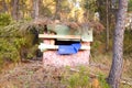 Hidden hunting post camouflaged in a forest