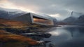 Serene Beauty: A Moody And Atmospheric Building On A Mountainside