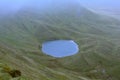 A hidden magical enchanted lake in the hills (Llyn Cwm Llwch) near Pen y Fan peak, Brecon Beacons , Wales, UK Royalty Free Stock Photo
