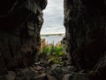 Hidden path between rocks Royalty Free Stock Photo