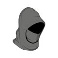 Hidden person, incognito, invisible, anonymous in the form of a man with a hood pulled over his face. Isolated vector illustration Royalty Free Stock Photo