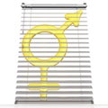 Hidden symbol of bigender behind blinds