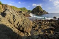 Hidden Telawas beach in lombok with side light, splash water and amazing rock