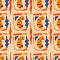 The hidden tiger abstract seamless pattern Royalty Free Stock Photo