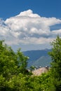 Hidden tiled slate roof of old house in Leshten, Bulgaria Royalty Free Stock Photo