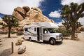 Camping in Hidden Valley Campground in Joshua Tree National Park in California in the USA Royalty Free Stock Photo