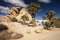 Camping in Hidden Valley Campground in Joshua Tree National Park in California in the USA Royalty Free Stock Photo