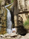 Hidden waterfall in Wadi Arugot , Israel Royalty Free Stock Photo