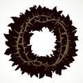 A wreath of thorns in a flower crown. A symbol of deceptive happiness. Vector drawing