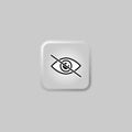 Hide icon eye. Hidden symbol. Invisible icon. Off. Unseen sign. Crossed, disabled eye. No view. Blind icon. Can not see