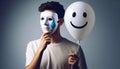 Hide Your Feelings (Putting on a Mask). Generated AI Royalty Free Stock Photo