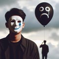 Hide Your Feelings (Putting on a Mask). Generated AI Royalty Free Stock Photo
