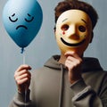 Hide Your Feelings (Putting on a Mask). Generated AI Royalty Free Stock Photo