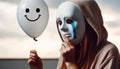 Hide Your Feelings (Putting on a Mask). Generated AI Royalty Free Stock Photo