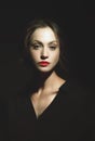 Hiden in the shadows. Dark beauty female portrait Royalty Free Stock Photo