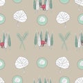 Hiding Beetle -Nature Spirit Seamless Repeat Pattern