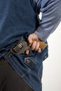 Hiding gun Royalty Free Stock Photo