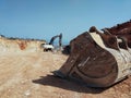 HIDROMEK excavator new road construction. February 25, 2021 - Antalya, Turkey Royalty Free Stock Photo