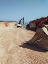 HIDROMEK excavator road construction. February 25, 2021 - Antalya, Turkey Royalty Free Stock Photo