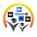 Zoom online education vector icon sketch isolated on white background