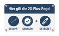 Hier gilt die 2G-plus-Regel - Text in German language Royalty Free Stock Photo