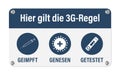Hier gilt die 3G-Regel - Text in German language