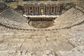 Hierapolis Ancient City Theater, Pamukkale, Denizli, Turkey. Interior view of Roman theater. Panoramic image Royalty Free Stock Photo