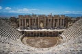 Hierapolis Ancient City Theater, Pamukkale, Denizli, Turkey. Roman Theater view from inside Royalty Free Stock Photo