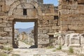 Hierapolis ancient ruins landmark in Pamukkale. Archeology in Turkey