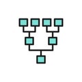 Hierarchical chart, player layout flat color icon.