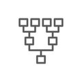 Hierarchical chart, player layout line icon.