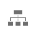 Hierarchical graph structure grey icon. Isolated on white background
