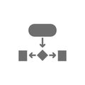 Hierarchical structure, auxiliary chart grey icon. Isolated on white background