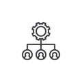 Hierarchical structure gear outline icon