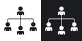 Hierarchical structure thin line vector icon set