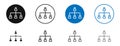 Hierarchical structure thin line vector icon set