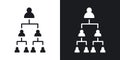 Hierarchical structure thin line vector icon set