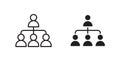 Hierarchical structure thin line vector icon set