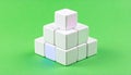 Hierarchical Structure of White Cubes on Green Royalty Free Stock Photo