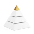 Hierarchy Concept. White Blocks Pyramid with Golden Top. 3d Rendering