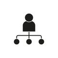 Hierarchy icon. Person with connections. Social network symbol. Flat vector graphic.