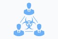 Hierarchy icons set in modern business style. Businessmen around the virus symbol. outline outline symbols for website design and