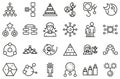 Hierarchy icons set, outline style