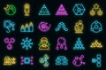 Hierarchy icons set vector neon