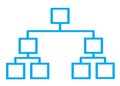 A hierarchy light blue line chart diagram showing the ranks and chain of operation of an organization white backdrop Royalty Free Stock Photo