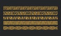 hieroglyph like and african or aztec ethnic tribe border seamless pattern set for design decoration