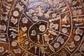 Hieroglyphic background of the central part of the Phaistos disc Royalty Free Stock Photo