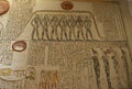 Hieroglyphic carvings in an ancient egyptian burial tomb