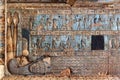 Hieroglyphic carvings in ancient egyptian temple