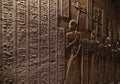 Hieroglyphic carvings in ancient egyptian temple Royalty Free Stock Photo